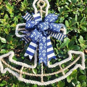Blue and White Anchor Wreath, Nautical Wreath, Front Door Decor Wreath.